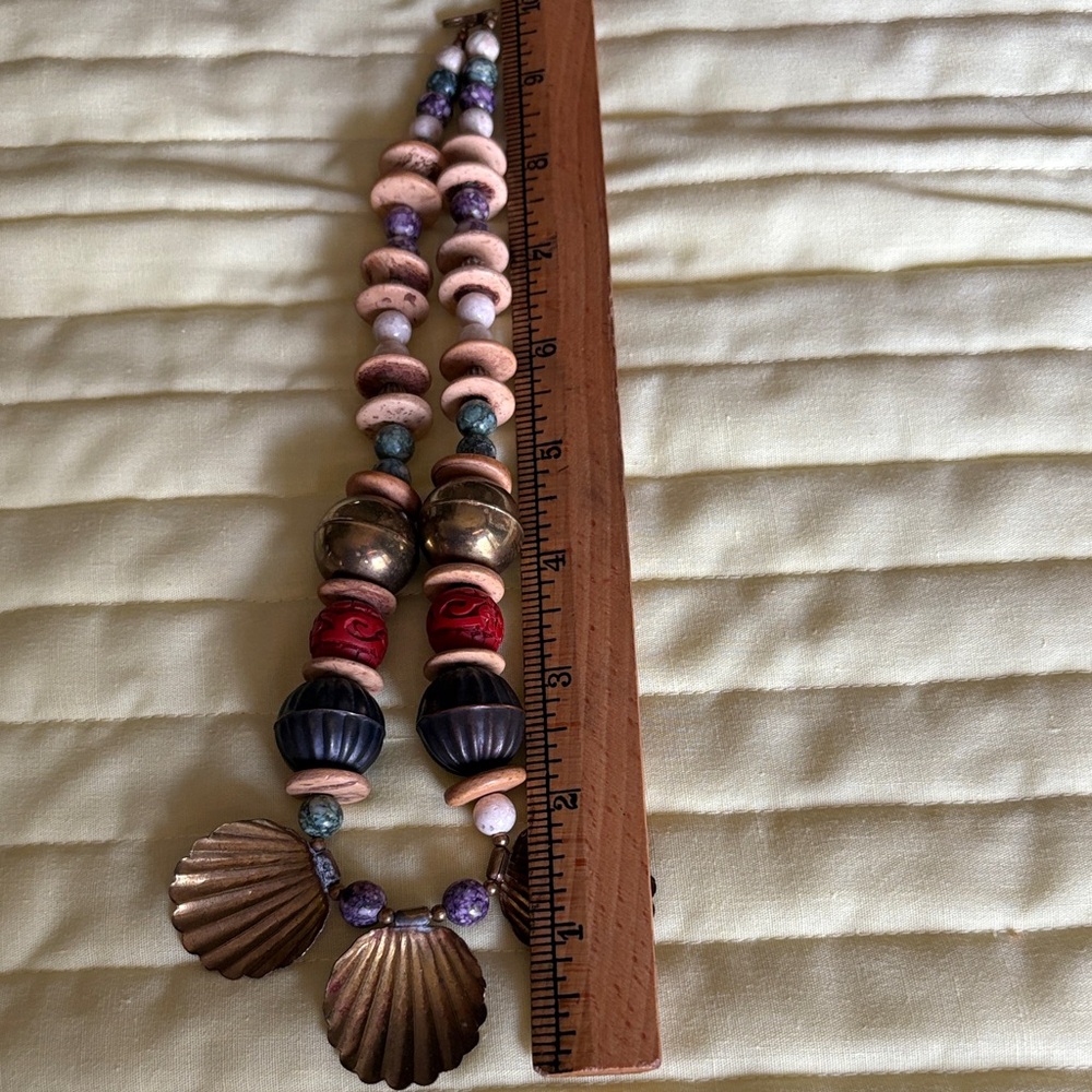 Vintage Gold and Red Beaded Necklace $12 - Picture 2 of 4